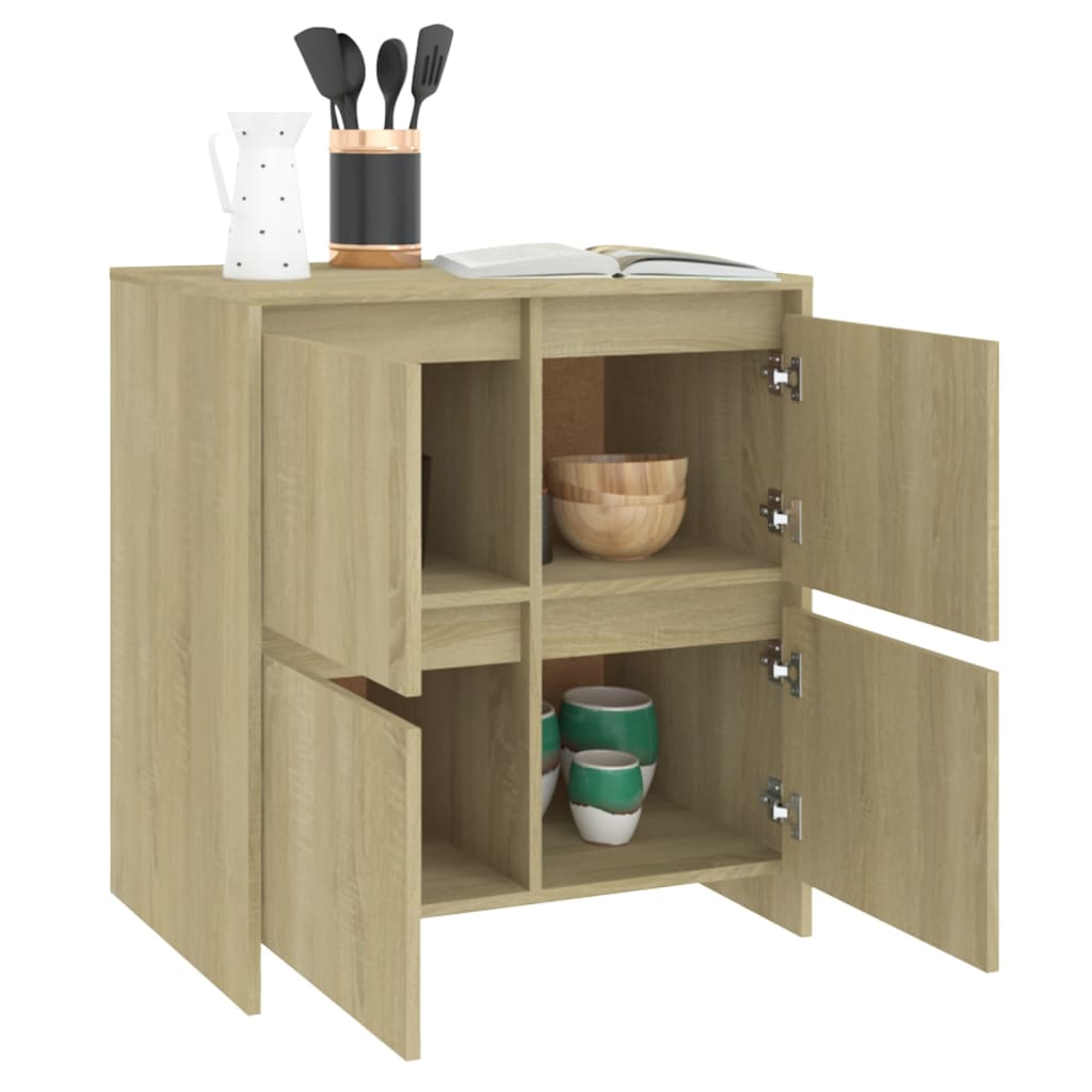 Dressoirs 2 st 70x41x75 cm bewerkt hout sonoma eikenkleurig