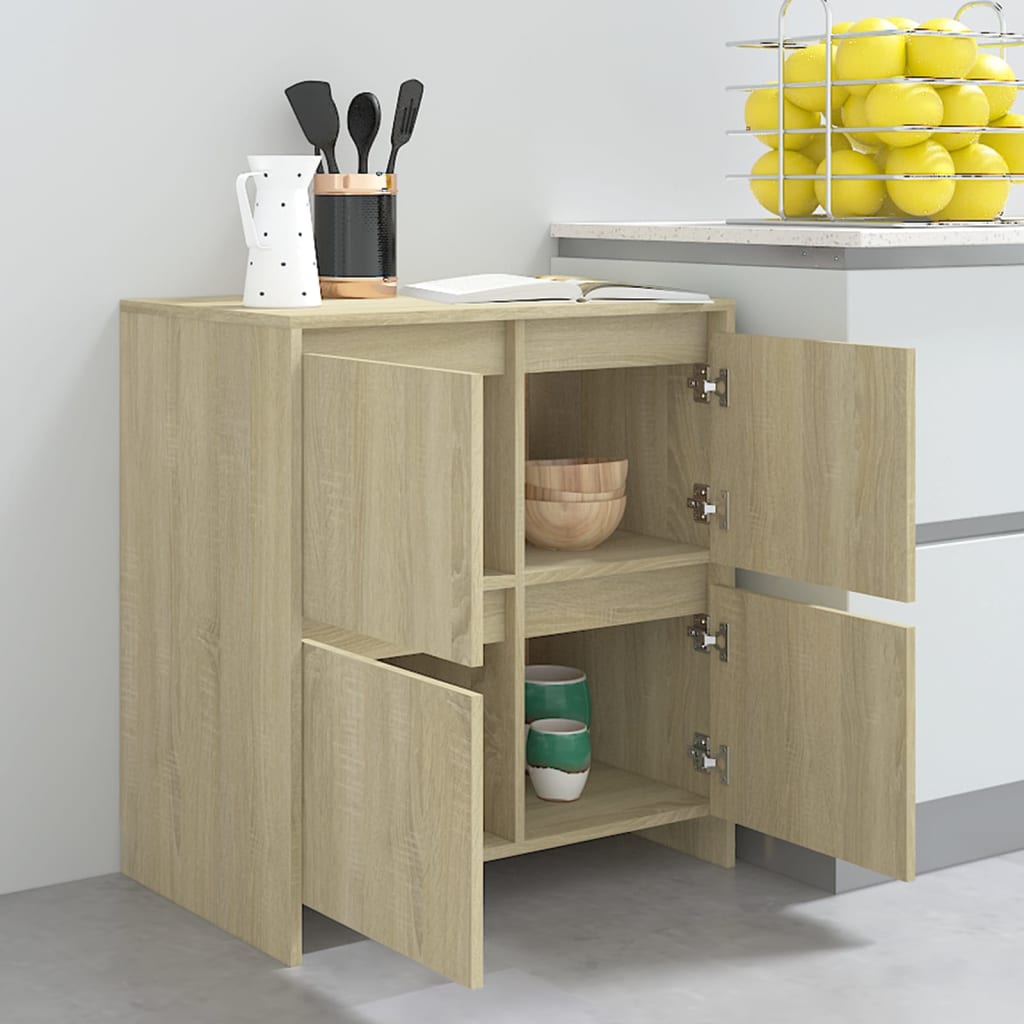 Dressoirs 2 st 70x41x75 cm bewerkt hout sonoma eikenkleurig