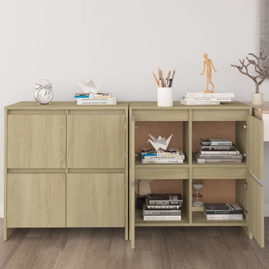 Dressoirs 2 st 70x41x75 cm bewerkt hout sonoma eikenkleurig