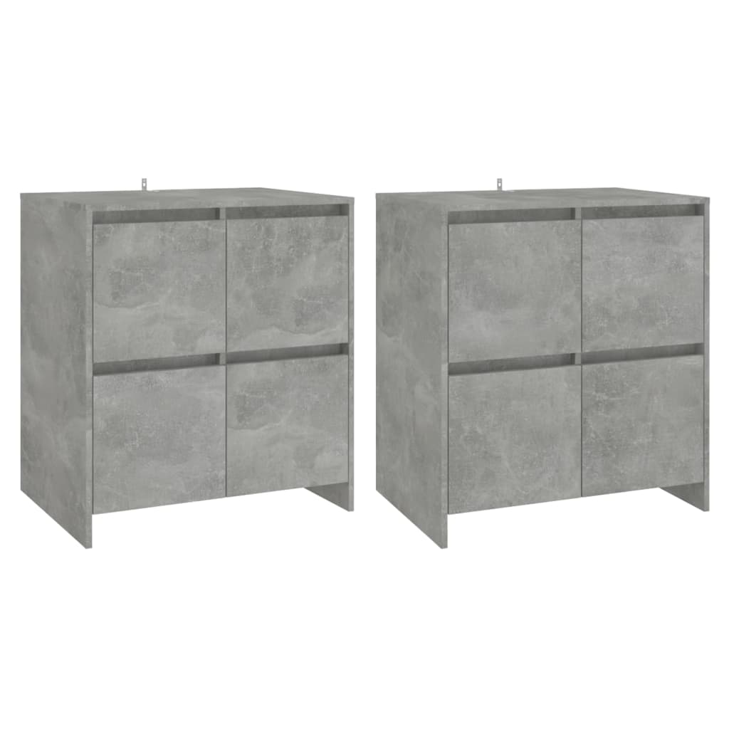 Dressoirs 2 st 70x41x75 cm bewerkt hout betongrijs