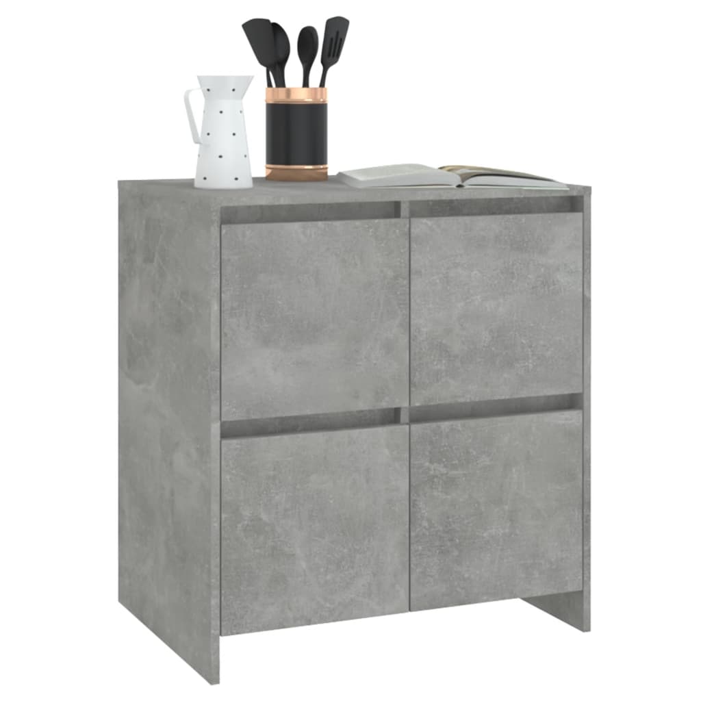 Dressoirs 2 st 70x41x75 cm bewerkt hout betongrijs