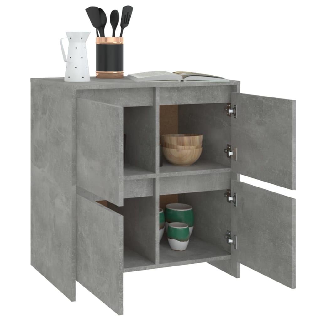 Dressoirs 2 st 70x41x75 cm bewerkt hout betongrijs