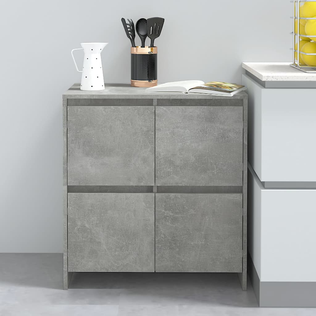 Dressoirs 2 st 70x41x75 cm bewerkt hout betongrijs