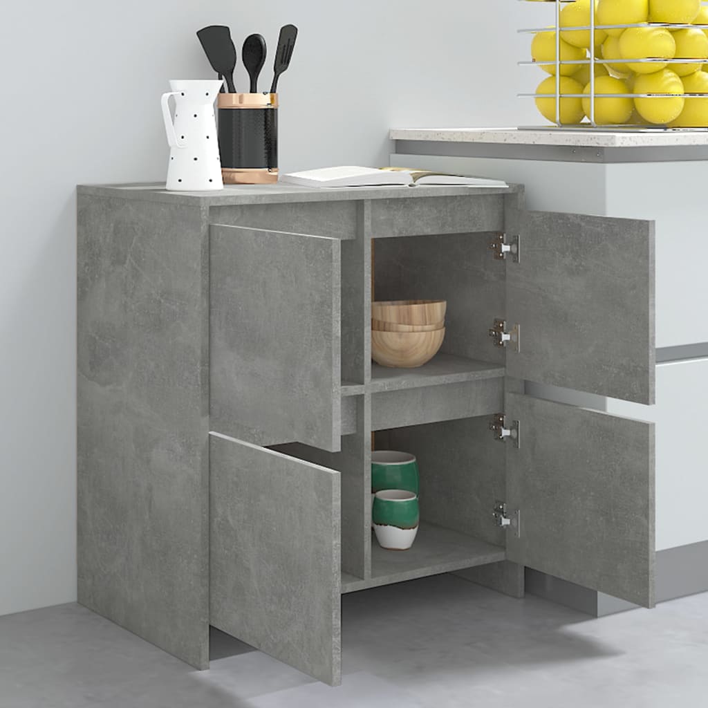 Dressoirs 2 st 70x41x75 cm bewerkt hout betongrijs