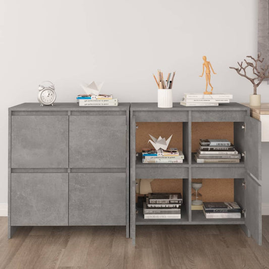 Dressoirs 2 st 70x41x75 cm bewerkt hout betongrijs