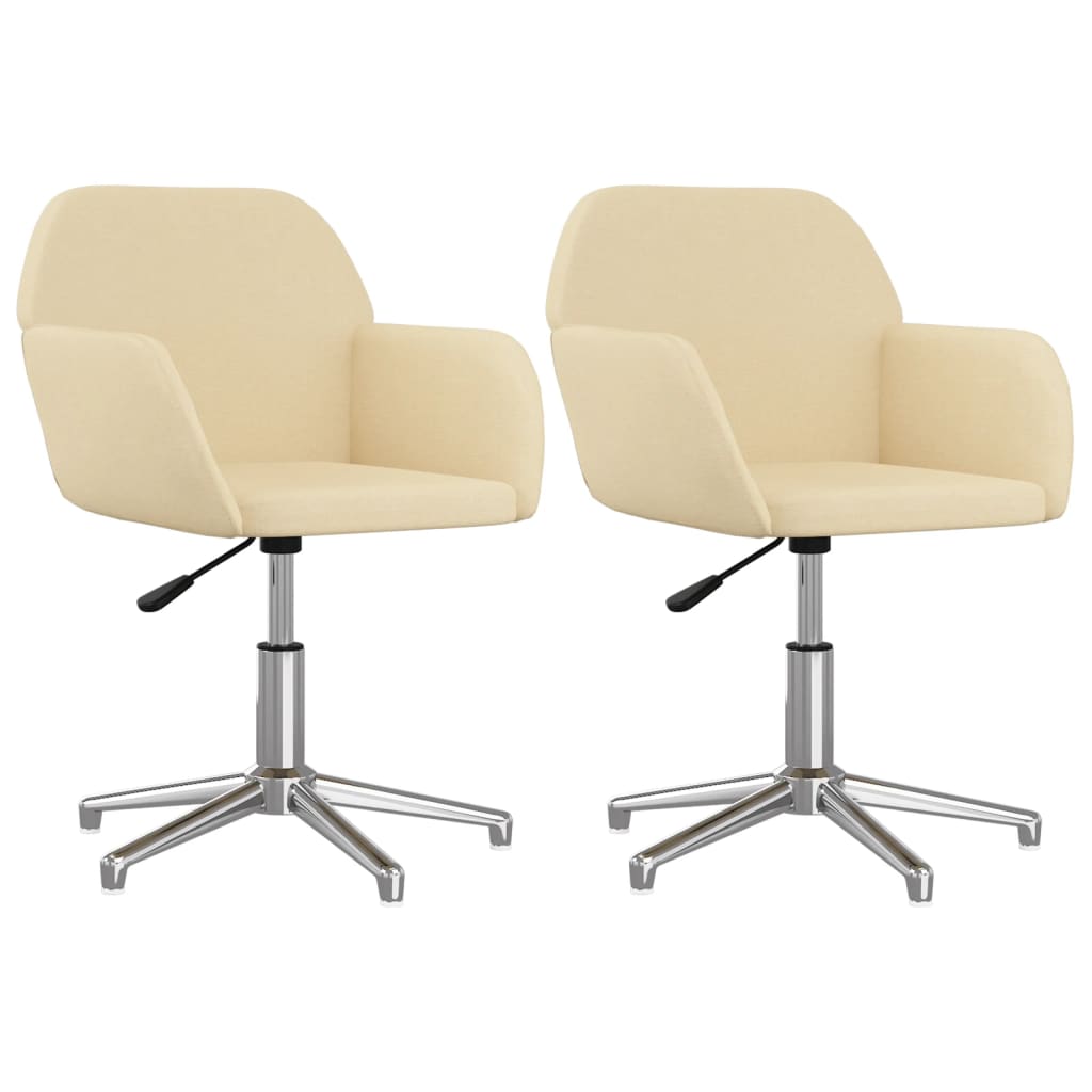 Eetkamerstoelen 2 st draaibaar stof crèmekleurig