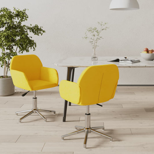Eetkamerstoelen 2 st draaibaar stof mosterdgeel
