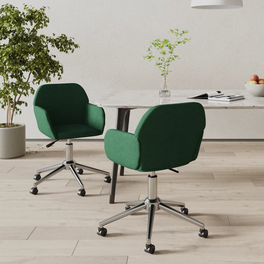 Eetkamerstoelen draaibaar 2 st stof donkergroen