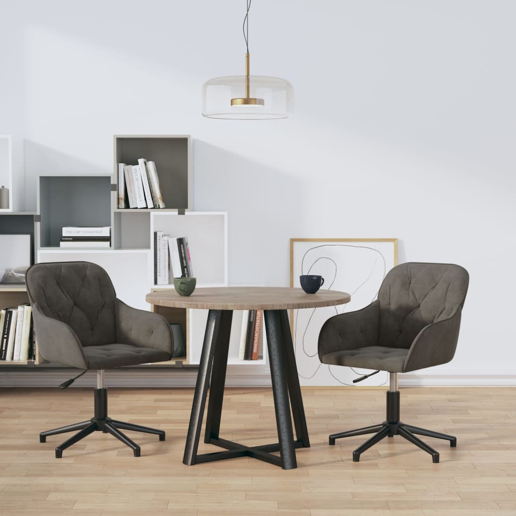 Eetkamerstoelen draaibaar 2 st fluweel donkergrijs