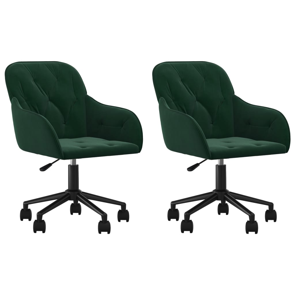 Eetkamerstoelen draaibaar 2 st fluweel donkergroen