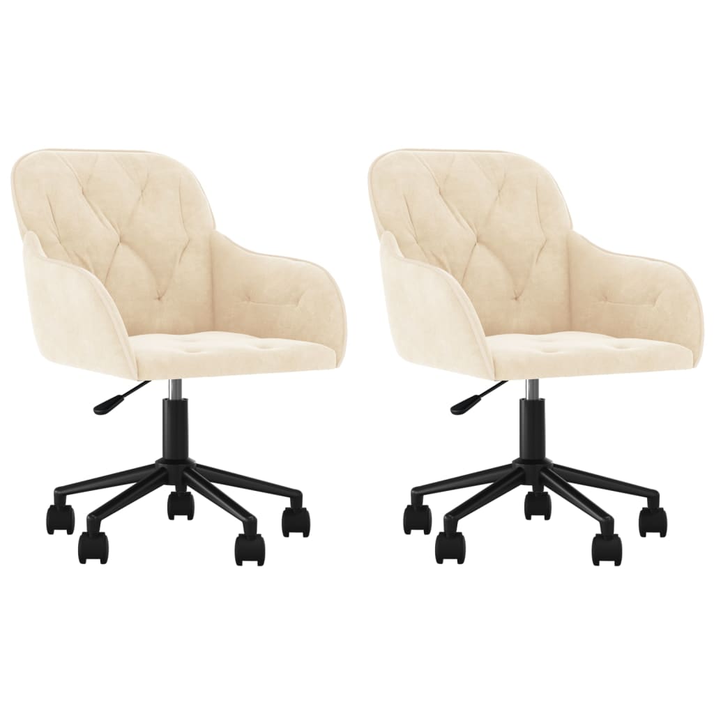 Eetkamerstoelen draaibaar 2 st fluweel crèmekleurig