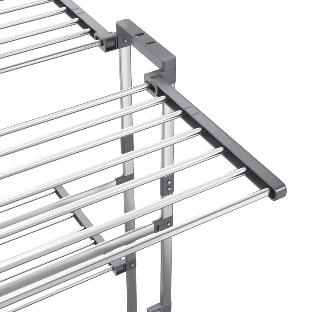 Droogrek 2-laags met wieltjes 60x70x106 cm zilverkleurig