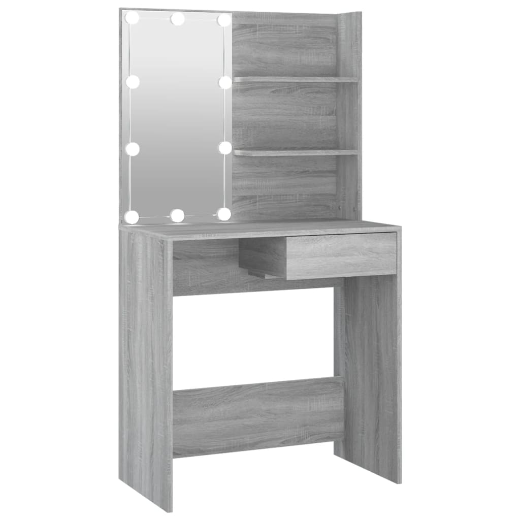 Kaptafel met LED-verlichting 74,5x40x141 cm grijs sonoma eiken