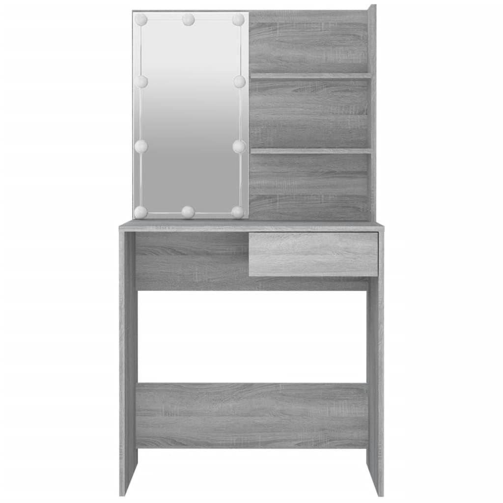 Kaptafel met LED-verlichting 74,5x40x141 cm grijs sonoma eiken