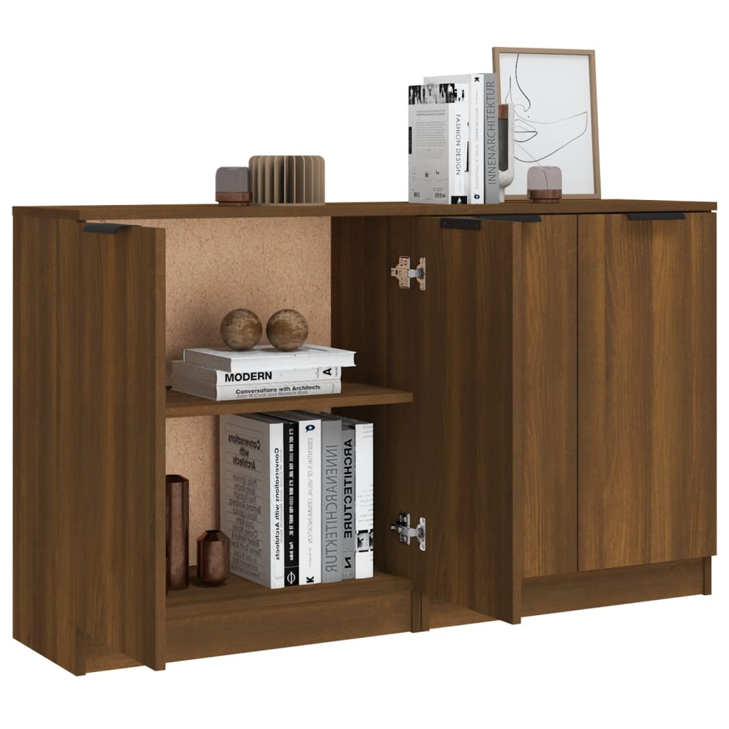 Dressoirs 2 st 60x30x70 cm bewerkt hout bruin eikenkleur