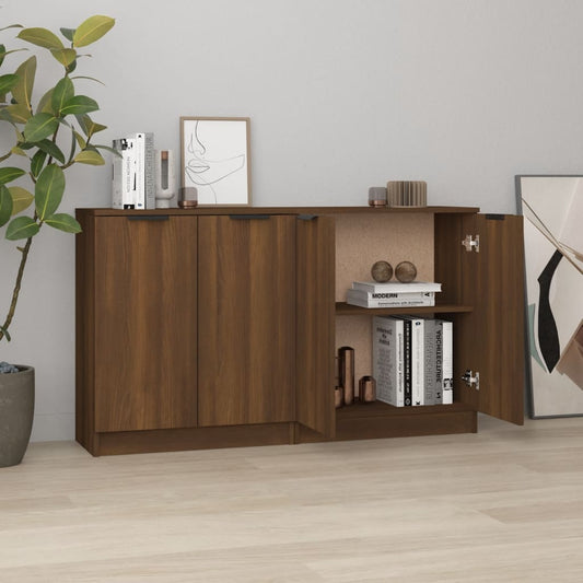 Dressoirs 2 st 60x30x70 cm bewerkt hout bruin eikenkleur