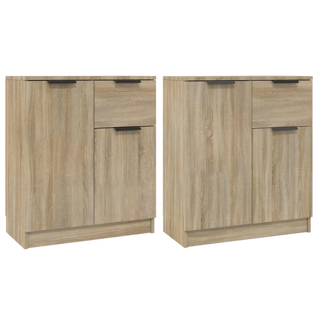 Dressoirs 2 st 60x30x70 cm bewerkt hout sonoma eikenkleurig