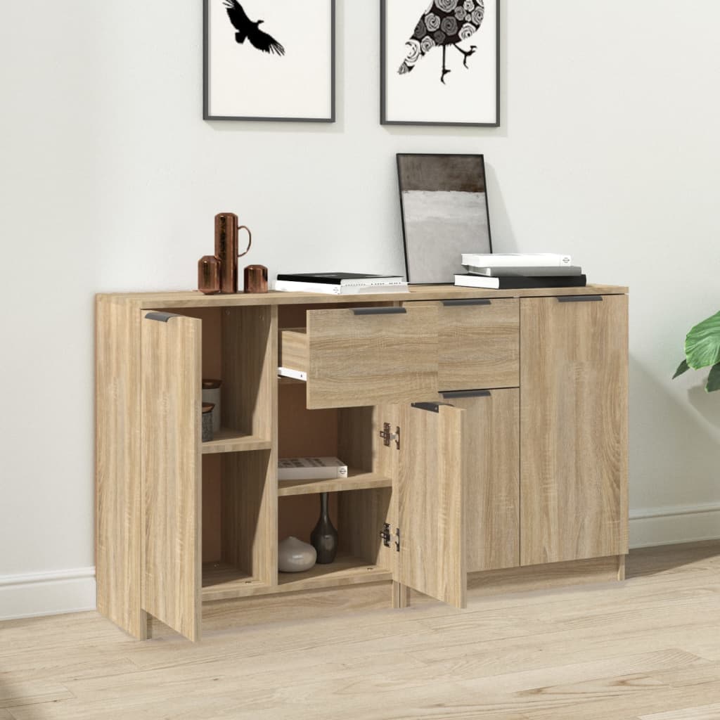 Dressoirs 2 st 60x30x70 cm bewerkt hout sonoma eikenkleurig