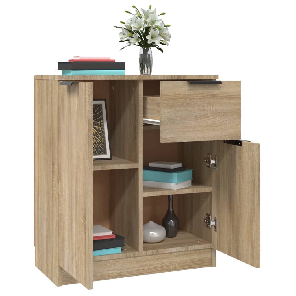 Dressoirs 2 st 60x30x70 cm bewerkt hout sonoma eikenkleurig
