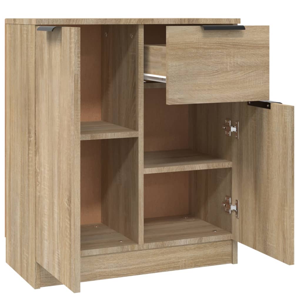 Dressoirs 2 st 60x30x70 cm bewerkt hout sonoma eikenkleurig