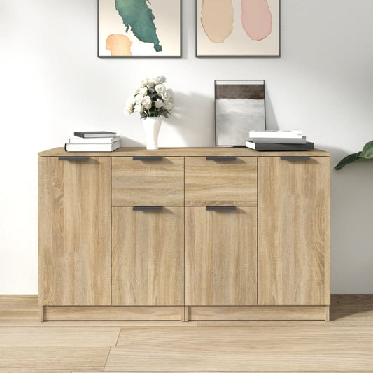 Dressoirs 2 st 60x30x70 cm bewerkt hout sonoma eikenkleurig