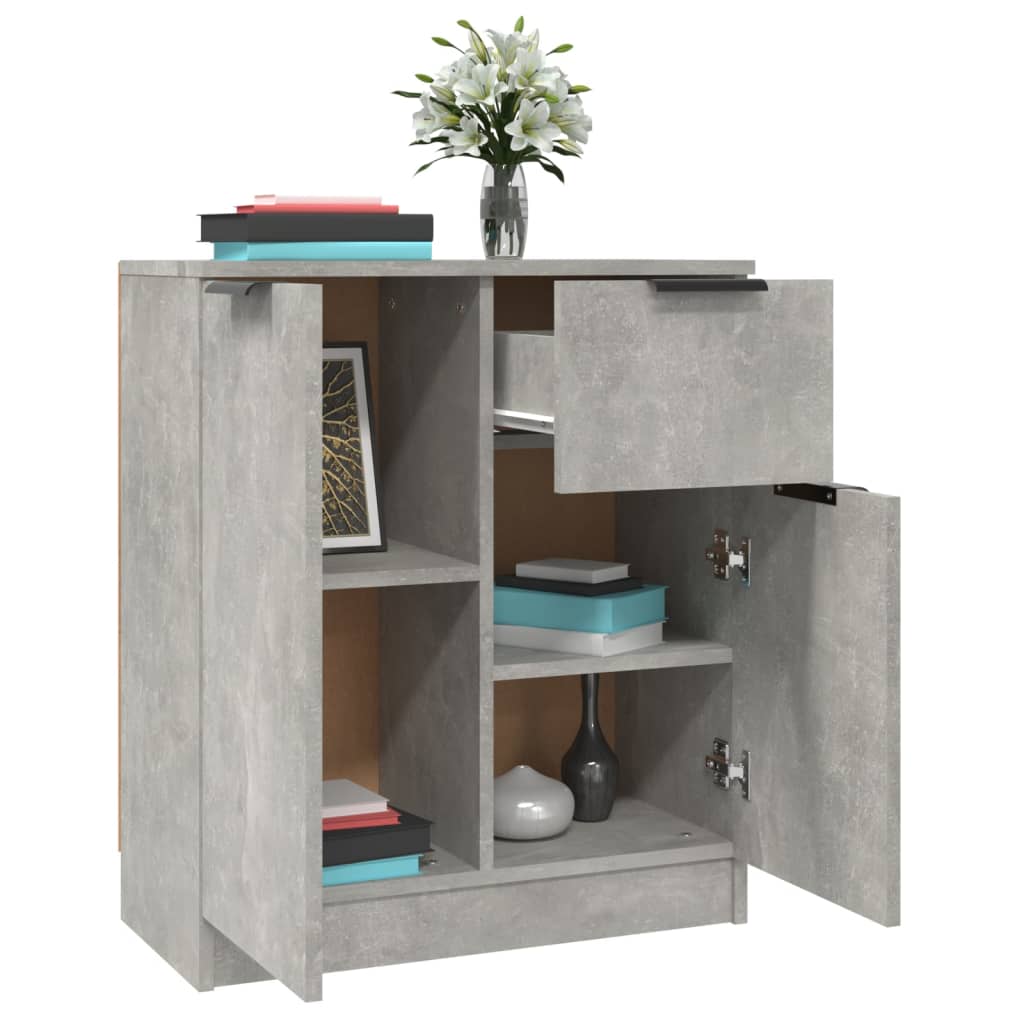 Dressoirs 2 st 60x30x70 cm bewerkt hout betongrijs