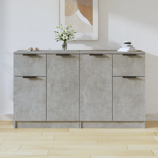 Dressoirs 2 st 60x30x70 cm bewerkt hout betongrijs