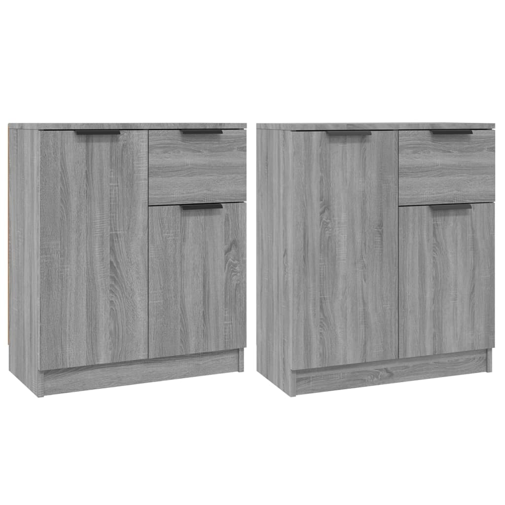Dressoirs 2 st 60x30x70 cm bewerkt hout grijs sonoma eiken