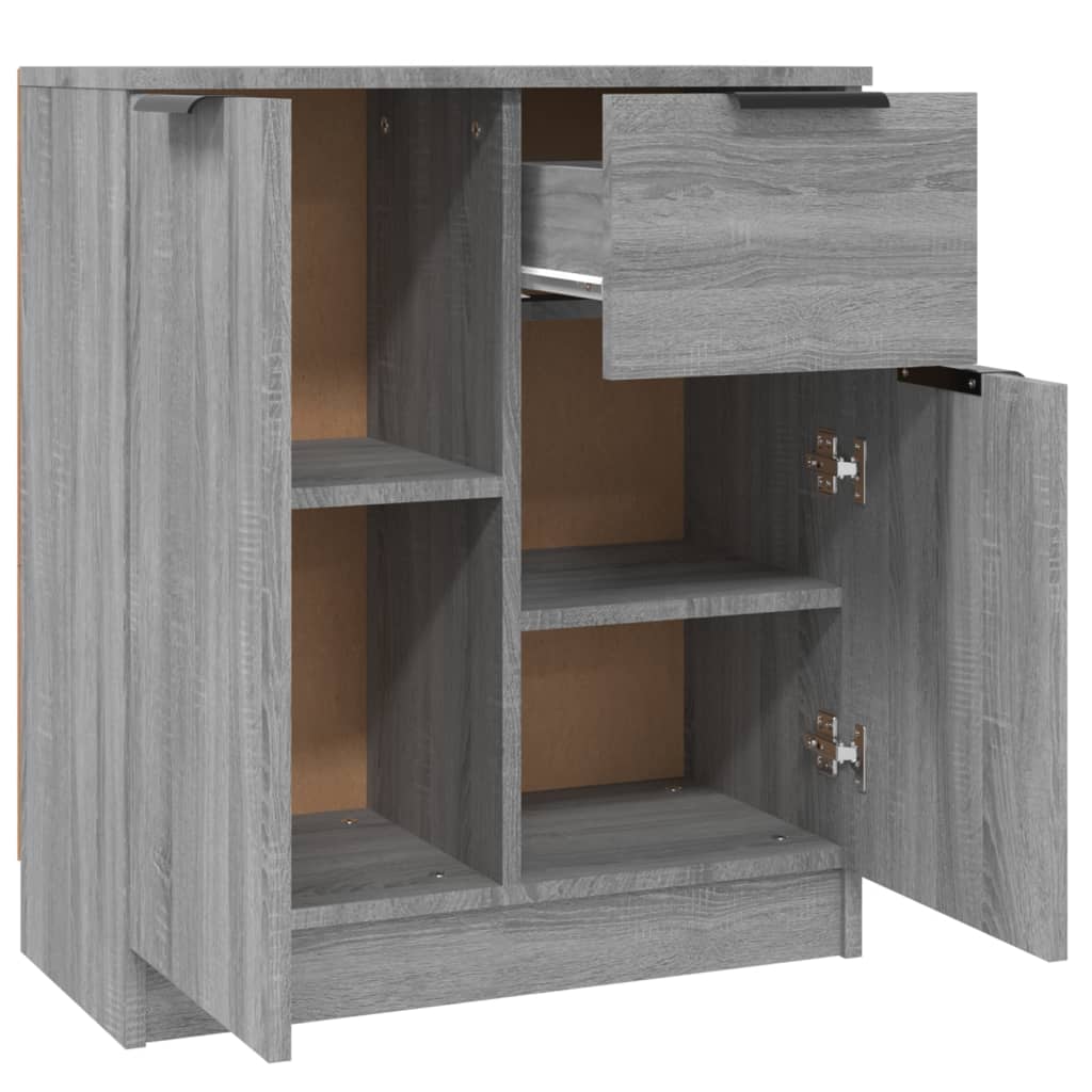 Dressoirs 2 st 60x30x70 cm bewerkt hout grijs sonoma eiken