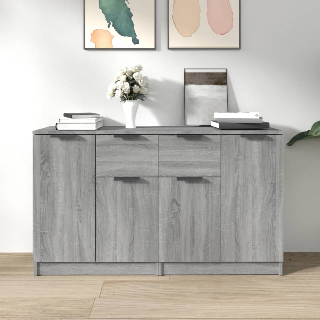 Dressoirs 2 st 60x30x70 cm bewerkt hout grijs sonoma eiken