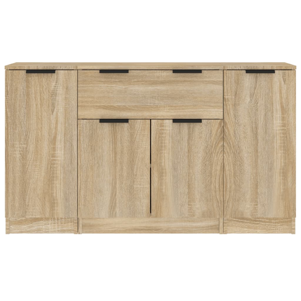 Dressoirs 3 st bewerkt hout sonoma eiken