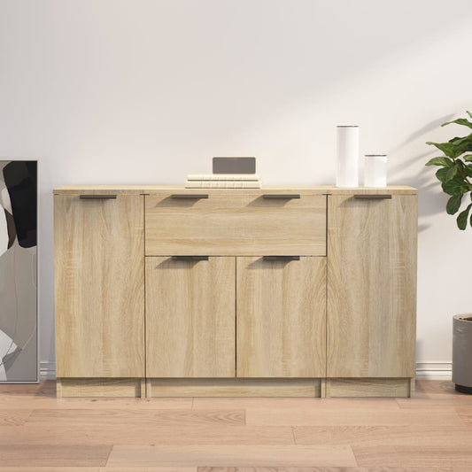 Dressoirs 3 st bewerkt hout sonoma eiken