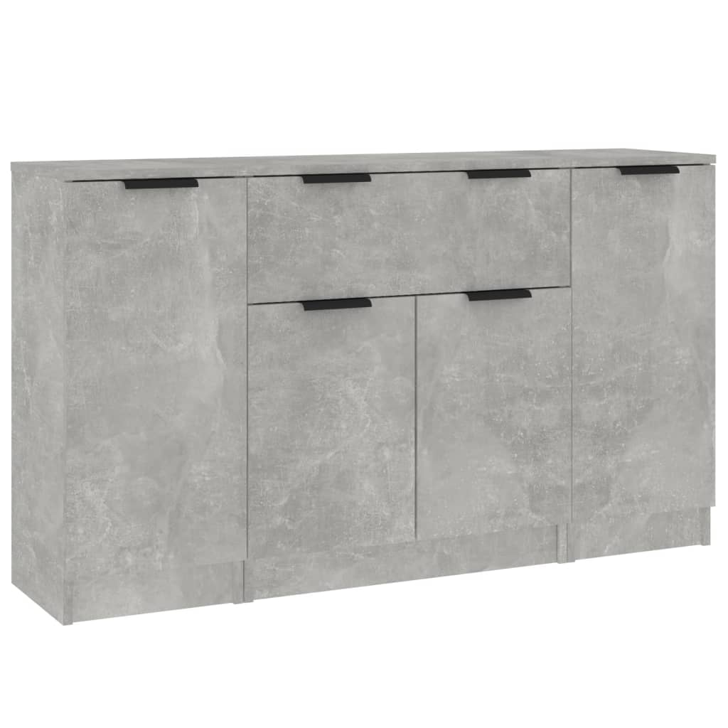 Dressoirs 3 st bewerkt hout betongrijs