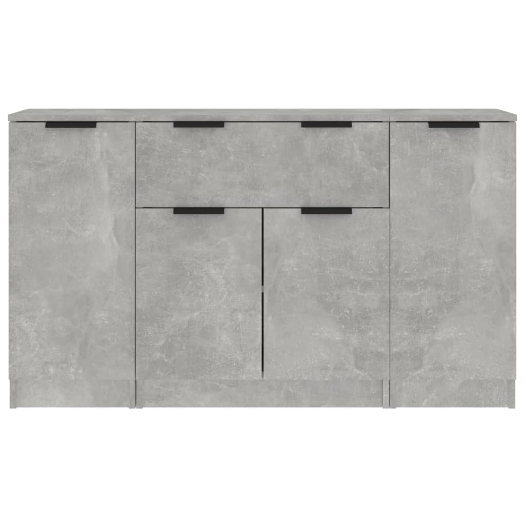Dressoirs 3 st bewerkt hout betongrijs