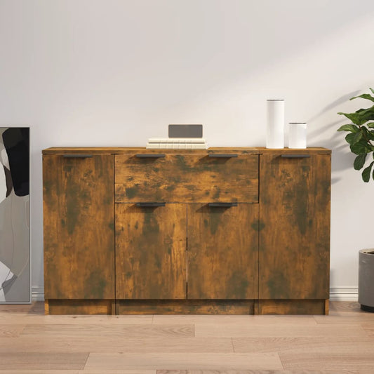 Dressoirs 3 st bewerkt hout gerookt eikenkleurig