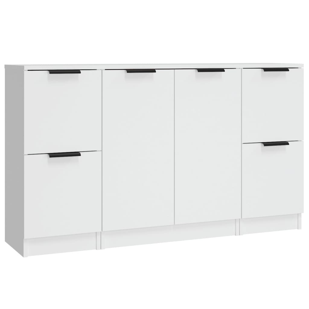 Dressoirs 3 st bewerkt hout wit