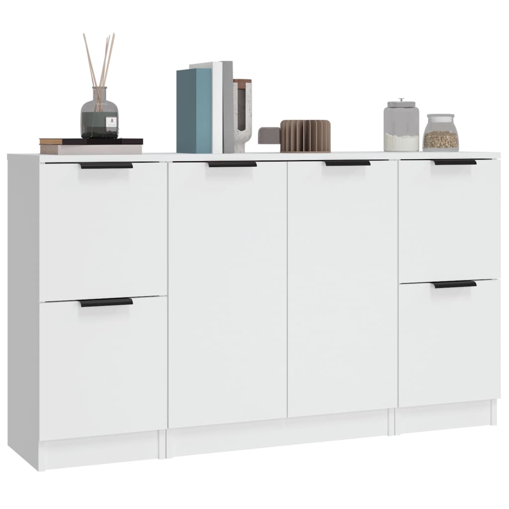 Dressoirs 3 st bewerkt hout wit