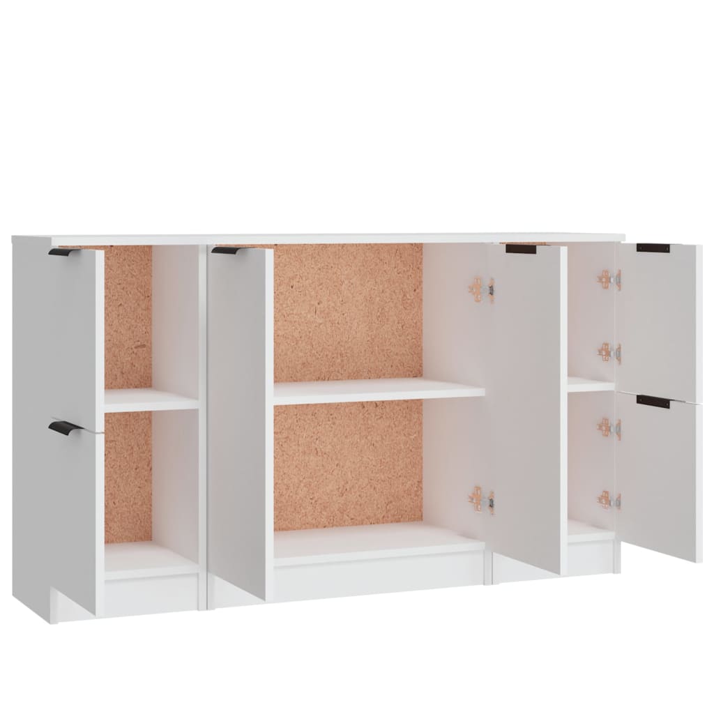 Dressoirs 3 st bewerkt hout wit