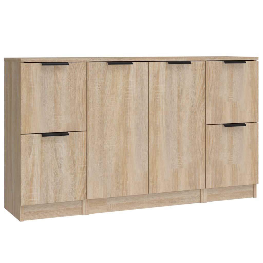 Dressoirs 3 st bewerkt hout sonoma eiken