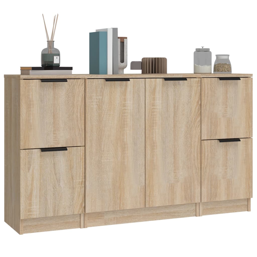 Dressoirs 3 st bewerkt hout sonoma eiken