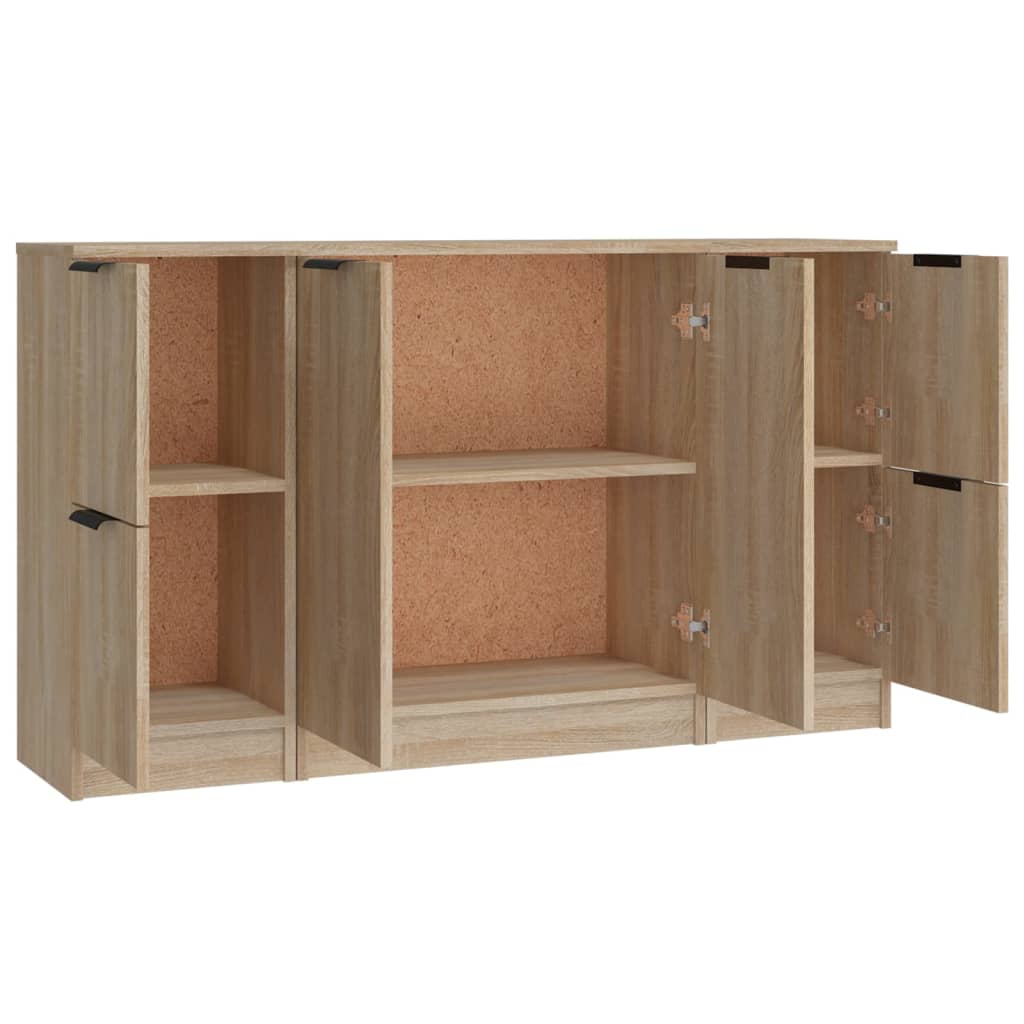 Dressoirs 3 st bewerkt hout sonoma eiken