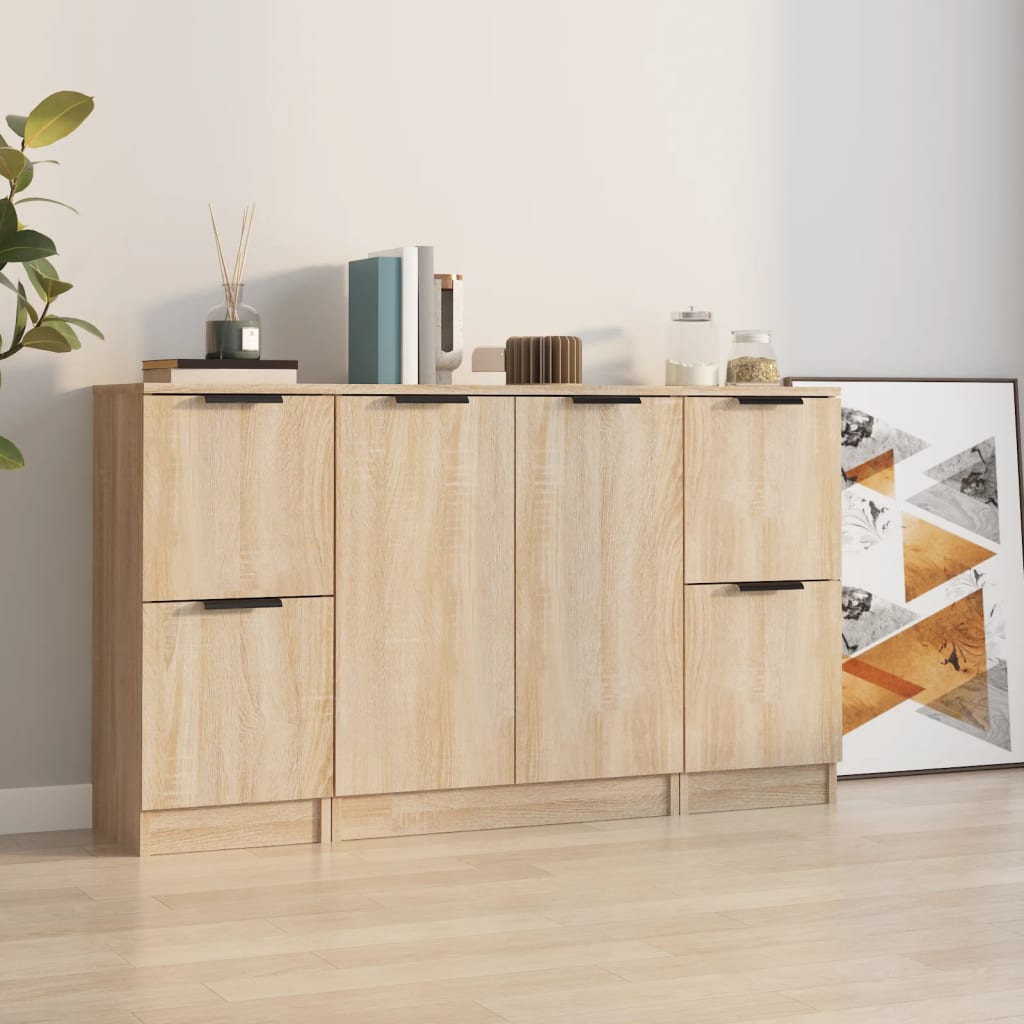 Dressoirs 3 st bewerkt hout sonoma eiken
