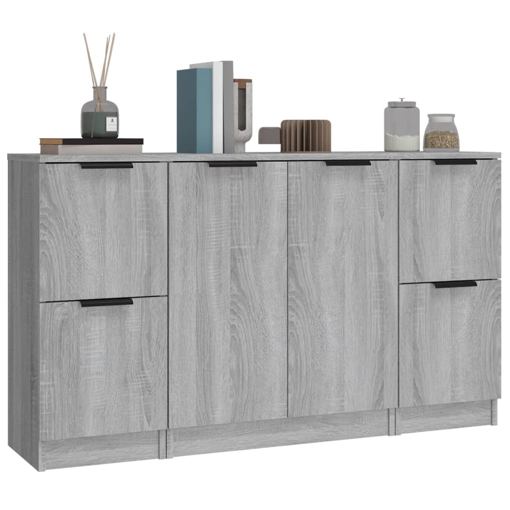 Dressoirs 3 st bewerkt hout grijs sonoma eikenkleurig