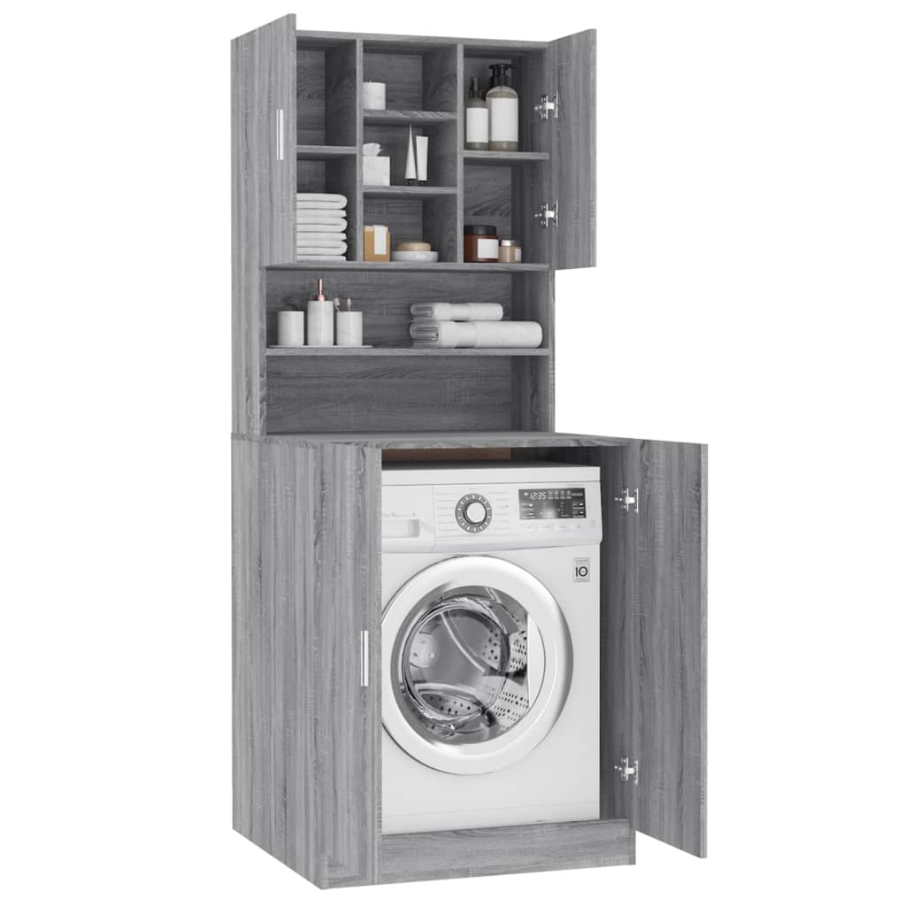 Wasmachinekast bewekrt hout grijs sonoma eikenkleurig