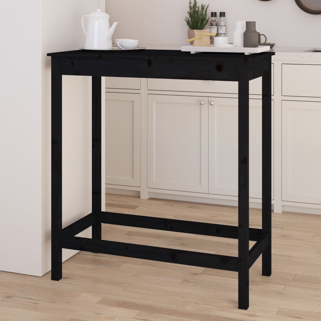 Bartafel 100x50x110 cm massief grenenhout zwart