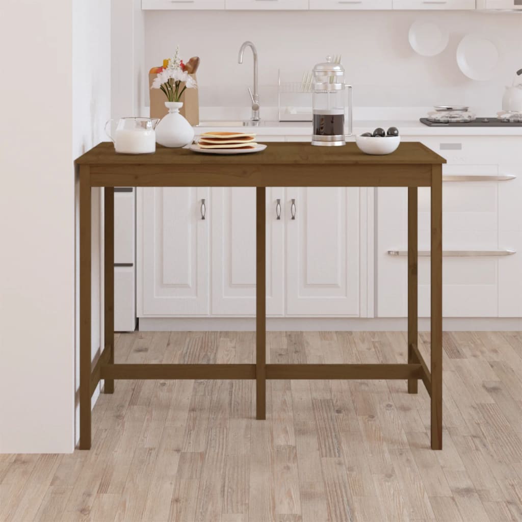 Bartafel 140x80x110 cm massief grenenhout honingbruin