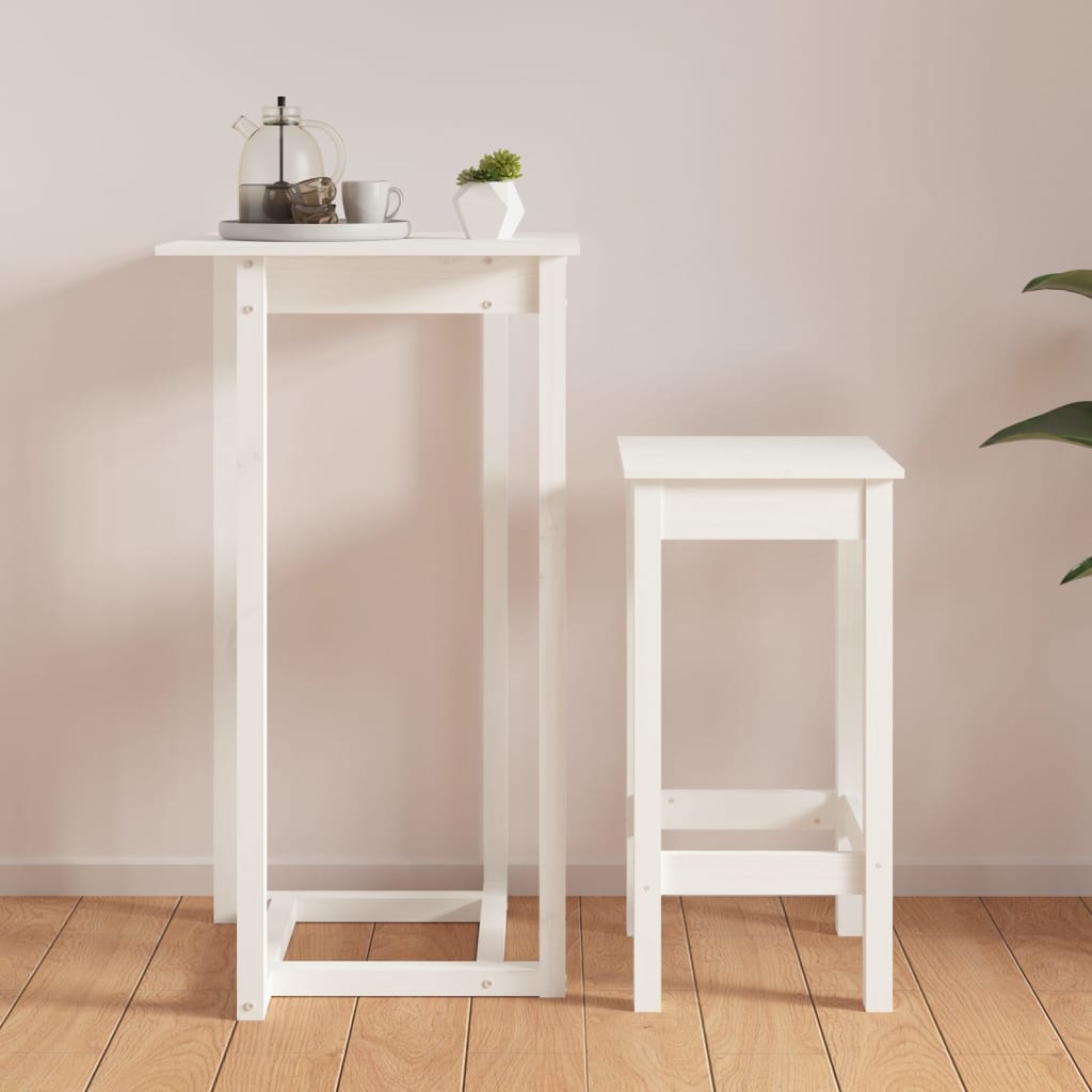 Bartafel 60x60x110 cm massief grenenhout wit