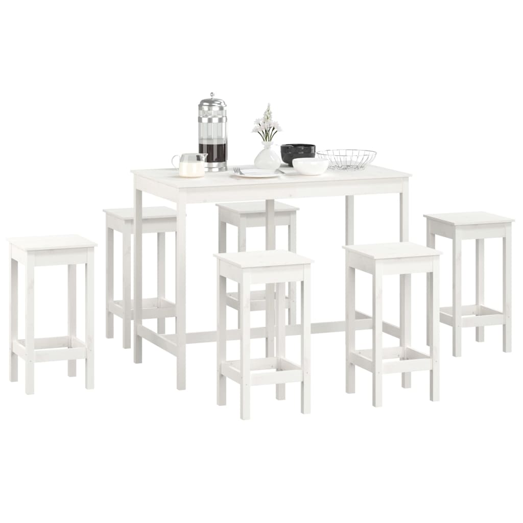 7-delige Barset massief grenenhout wit