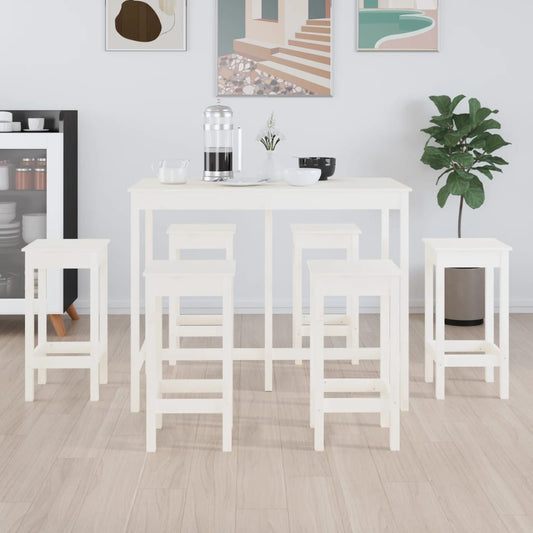 7-delige Barset massief grenenhout wit