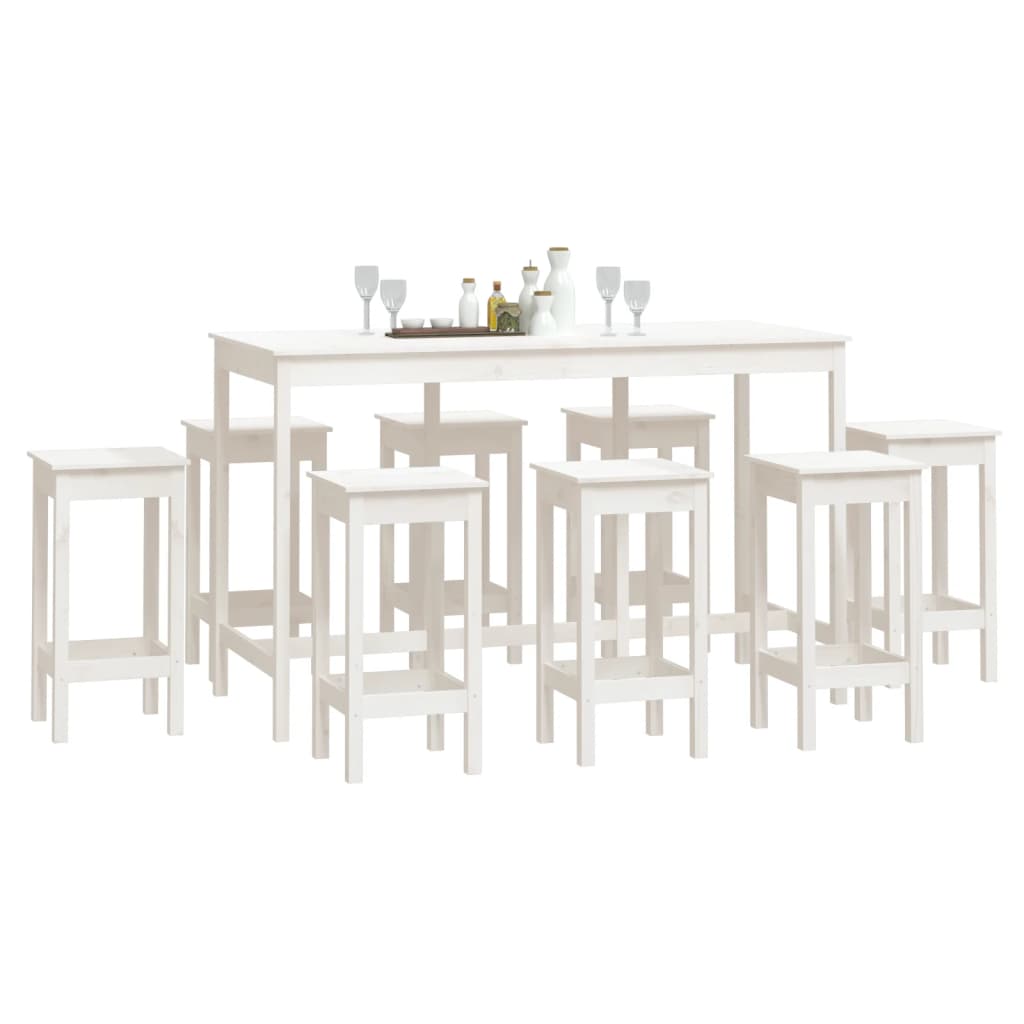 9-delige Barset massief grenenhout wit